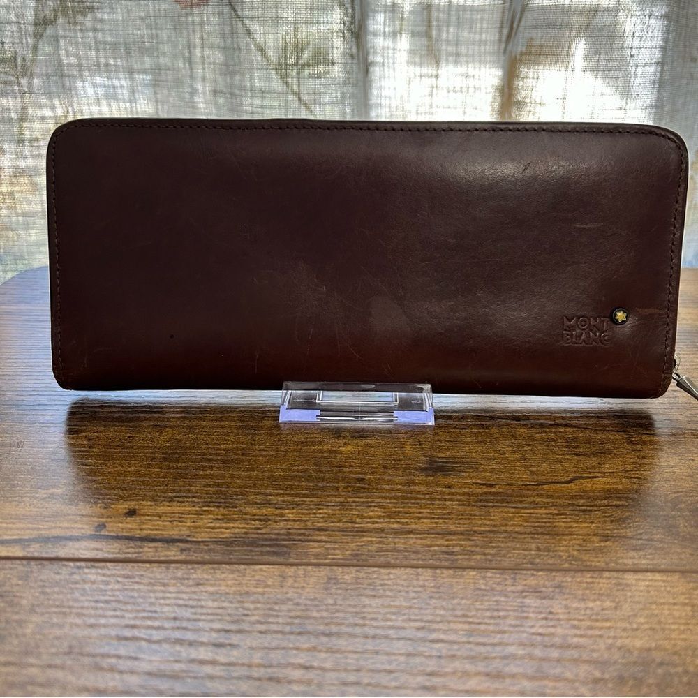 Montblanc Brown Long Leather Checkbook